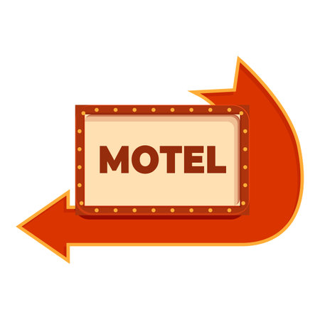 Vintage motel sign with glowing lights and arrows pointing the way for travelersのイラスト素材