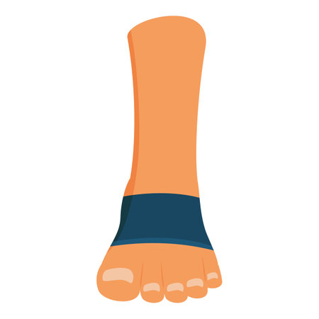 Elastic ankle support brace compression wrap is being used to treat the pain and swelling from a foot injuryのイラスト素材