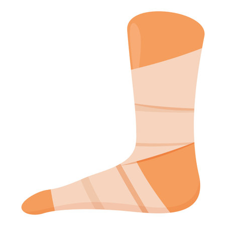 Illustration of a bandaged foot, highlighting the concept of injury recovery and medical careのイラスト素材