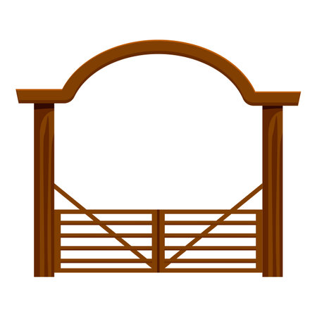 This illustration features a welcoming wooden gate, perfect for a farm, ranch or parkのイラスト素材
