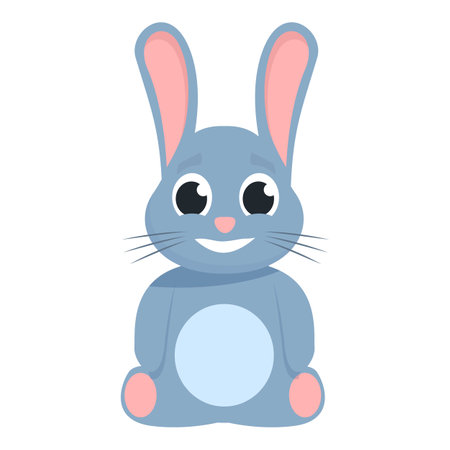 Adorable cartoon bunny rabbit with big eyes sitting and smilingのイラスト素材