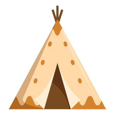 Simple vector illustration of a teepee, a cone shaped tent dwelling, traditionally made of animal skins and wooden poles, used by indigenous people of the plainsのイラスト素材