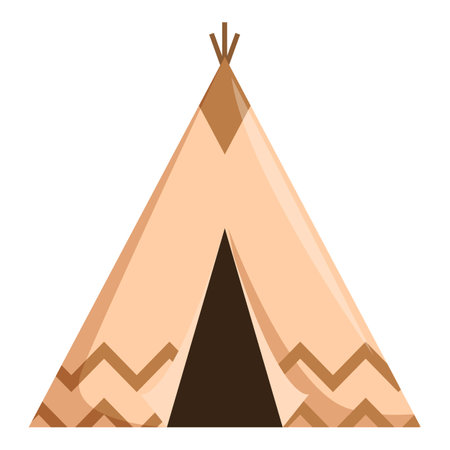 Simple illustration of a native american teepee, with an open entrance flapのイラスト素材