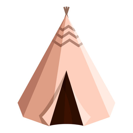 Cartoon illustration of a typical native american dwelling, with a pink canvas and brown detailsのイラスト素材