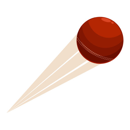 Red cricket ball is flying through the air, leaving a blurred trailのイラスト素材