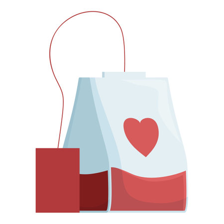 Tea bag with a heart is showing love for hot beveragesのイラスト素材