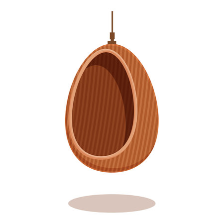 Comfortable hanging egg shaped chair swinging lightly, perfect for relaxingのイラスト素材