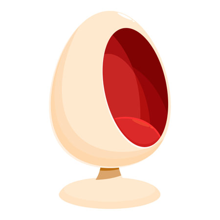 Comfortable red and white egg shaped chair furnishing a modern interior design living roomのイラスト素材