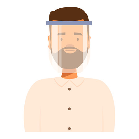 Man is wearing a transparent plastic face shield for safetyのイラスト素材