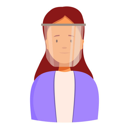 Young woman is wearing a protective face shield and smilingのイラスト素材