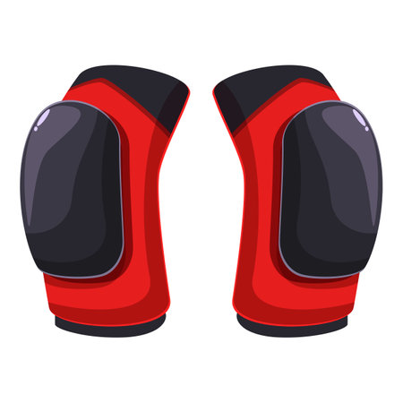 Red knee pads protecting legs from injuries while skateboarding or roller skatingのイラスト素材