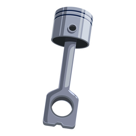 Cartoon style icon of a silver piston connecting rod hanging on white backgroundのイラスト素材