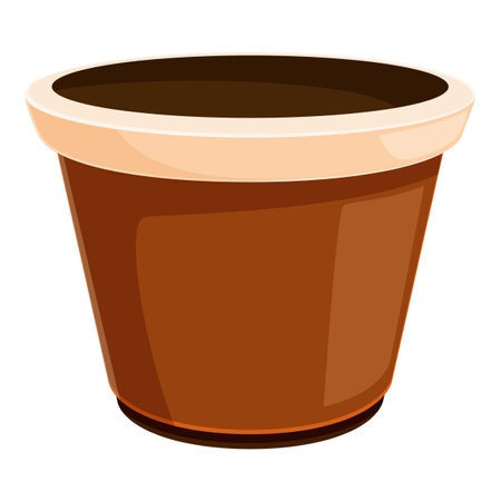 Empty ceramic flowerpot with soil, gardening equipmentのイラスト素材