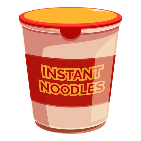 Cartoon drawing of a plastic cup with instant noodles is waiting to be eatenのイラスト素材