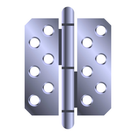 This metal door hinge is connecting two plates with screwsのイラスト素材