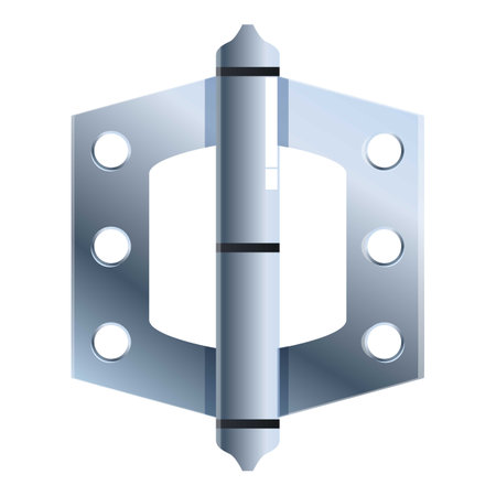 Metal hinge with screws for fixing or attaching furniture, door hinge isolated on white backgroundのイラスト素材