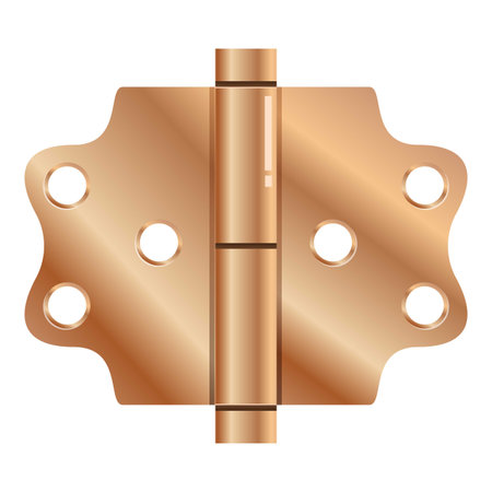 Shiny copper door hinge is connecting two objects togetherのイラスト素材