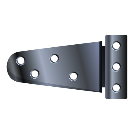 Metal door hinge with multiple screw holes is connecting two objectsのイラスト素材