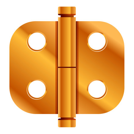 Golden door hinge connecting two parts together, isolated on white backgroundのイラスト素材