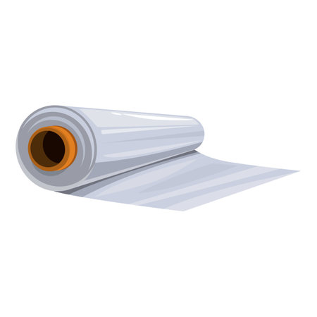 Big roll of transparent stretch wrap lying on white backgroundのイラスト素材