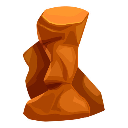 Large rock formation with a flat top, resembling a plateau, is depicted in a stylized cartoon manner, with its texture and color suggesting sandstoneのイラスト素材