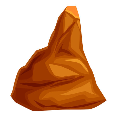 This big brown rock formation is reaching a peak on a white backgroundのイラスト素材