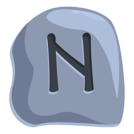 Naudiz rune carved on a grey stone, representing distress and needのイラスト素材