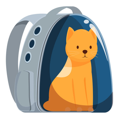 Orange tabby cat is patiently waiting inside a transparent space backpackのイラスト素材