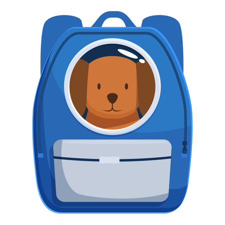 Brown dog astronaut is looking out of spaceship window backpack on white backgroundのイラスト素材