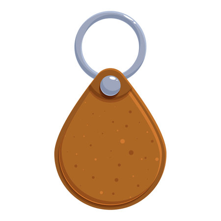 Simple brown leather keychain is hanging, ready for your keysのイラスト素材