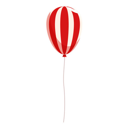 Festive balloon with red and white stripes is floating on a white background, perfect for celebrations and joyful occasionsのイラスト素材