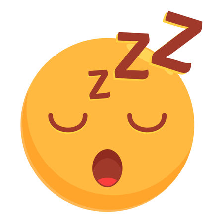 Yellow emoji falling asleep with closed eyes and open mouthのイラスト素材
