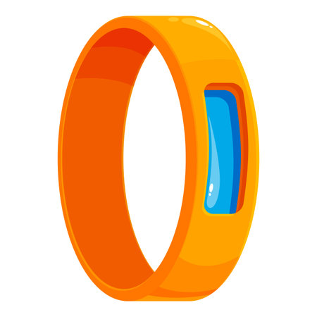 Orange fitness tracker with blue heart rate monitor interface, promoting a healthy lifestyle through technologyのイラスト素材