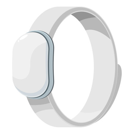 White smart watch presenting empty display screen for product placementのイラスト素材