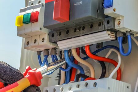 Work pliers in the electrical control panel