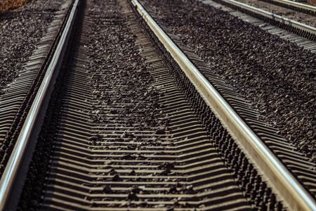 The length of the railway track. Photos with unlimited depth of field.の写真素材