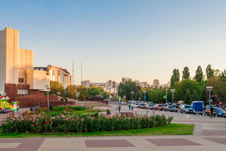 BELGOROD, RUSSIA - SEPTEMBER 10, 2016: Part of the area three museums in the city of Belgorod. Popova Street near the diorama museum "Fire Arc".のeditorial素材