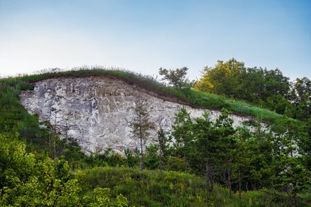 Bare cut chalk hill archaeological siteの写真素材