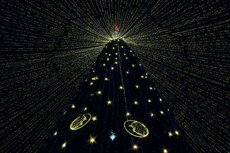 New Year's fir-tree with lights and christmas decorations on Sobornaya (Cathedral) Square in the...