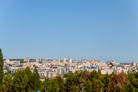 View of the city center with residential area from 5 August street. City skyline. Belgorod, Russia.