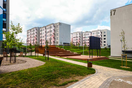 Southwestern residential area of Novaya Zhizn (New Life) city district. New residential neighborhood...