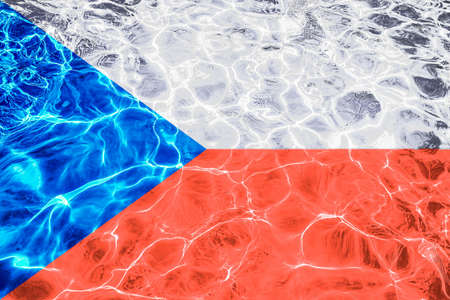 Czech flag with abstract neon light water effectの写真素材
