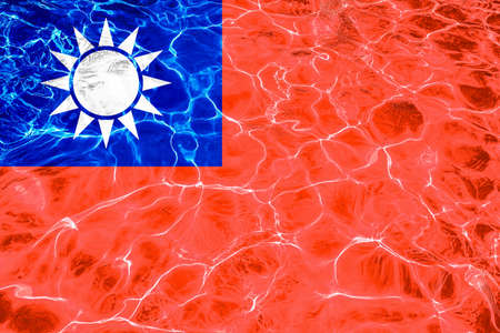 Taiwan flag with abstract neon light effectの写真素材