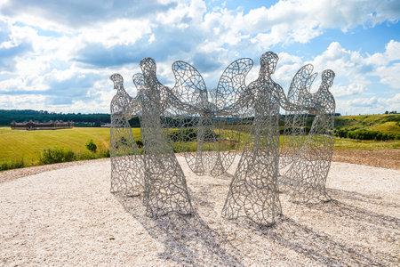 Lipetsk region, Russia - July 14, 2022: Installation of angels on the Mount of Brotherhood in Kudykina Gora park.のeditorial素材