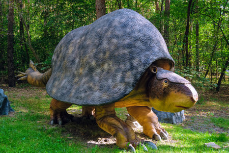 Belgorod, Russia - September 10, 2022: Full-size statue of dodicurus in dinopark of Belgorod city.のeditorial素材