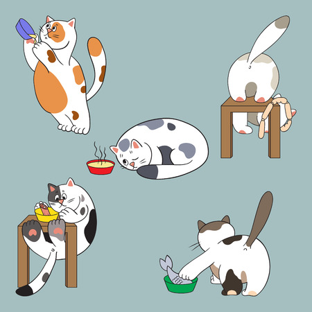 Cats and food collectionのイラスト素材