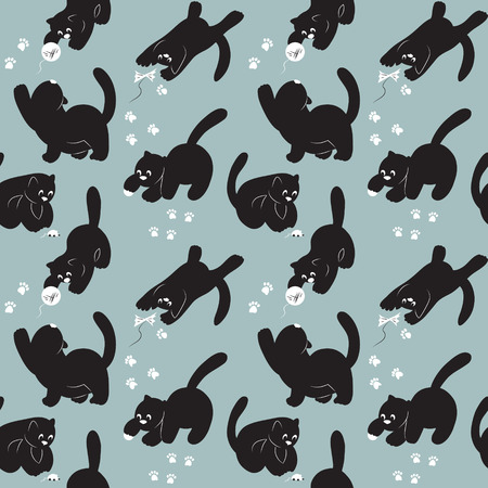Seamless pattern with cats playのイラスト素材