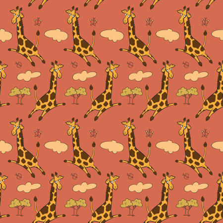 Seamless pattern with giraffesのイラスト素材