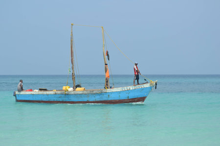 Fishing the Caribbean Seaの写真素材