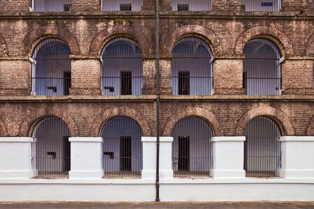Side view of one of the wings in the Port Blair Cellular Jail, Andaman and Nicobar Islands, India のeditorial素材